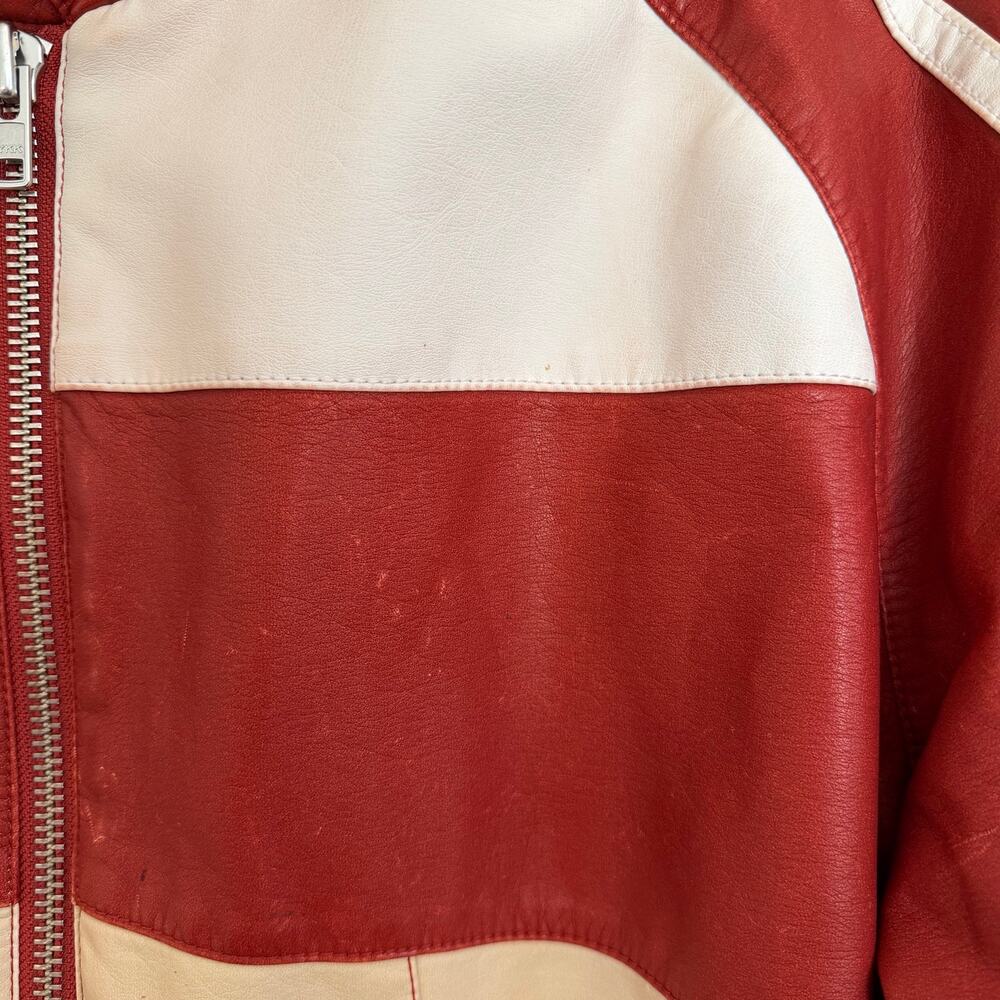 Free People x Revolve XL Ryder Sport Vegan Moto Jacket in red combo - Picture 8 of 11